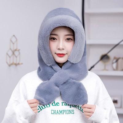 New Winter Antler Hat Scarf Lovely Keep Warm Thickening Plush Cross Necktie Hat Integrated