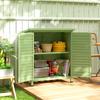 Garden Shed Wooden Garden Storage Shed 2 Door Unit Solid Fir Wood Garage Tool Organisation Cabinet, 87L x 46.5W x 96.5Hcm, Green