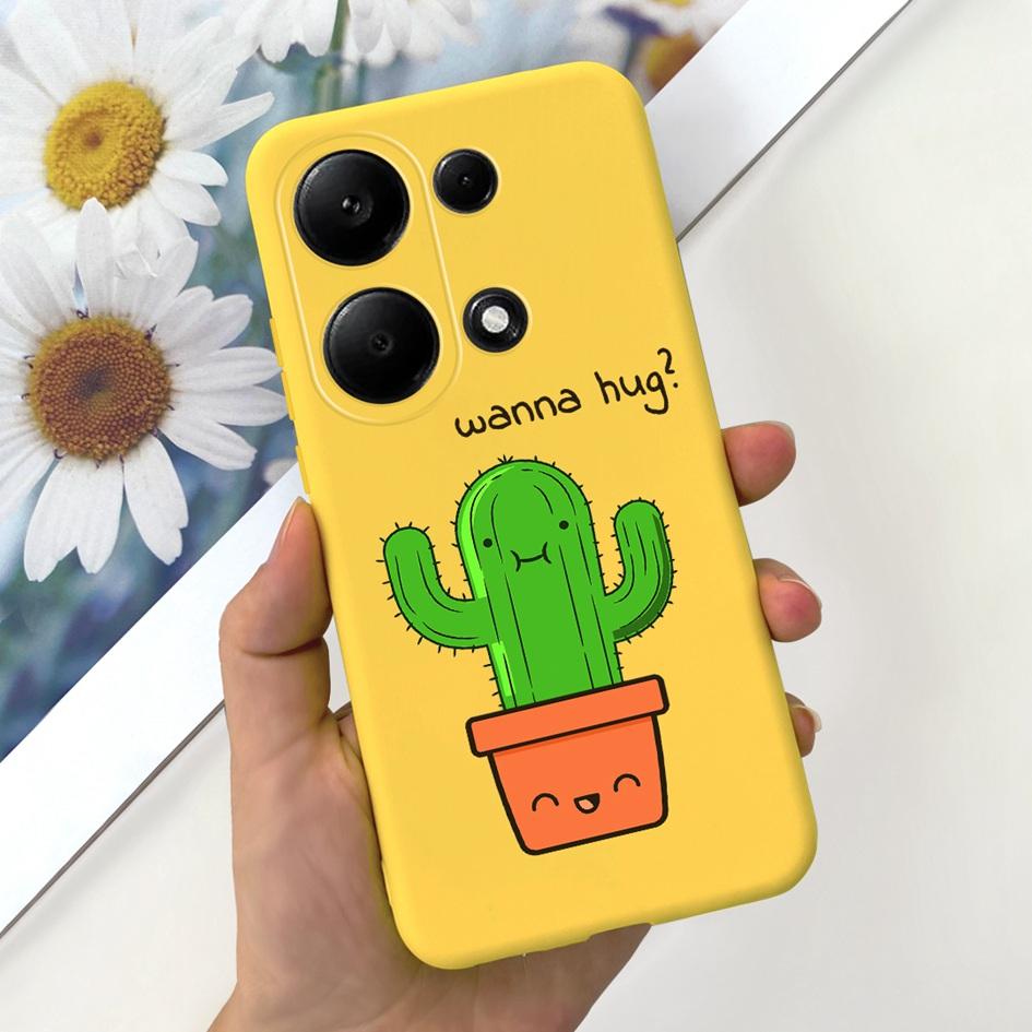 For Xiaomi Redmi Note 13 Pro 4G 2024 Case Cute Love Heart Cactus Soft Matte TPU Cover For Xiaomi Poco M6 Pro 4G Note13 Pro Coque