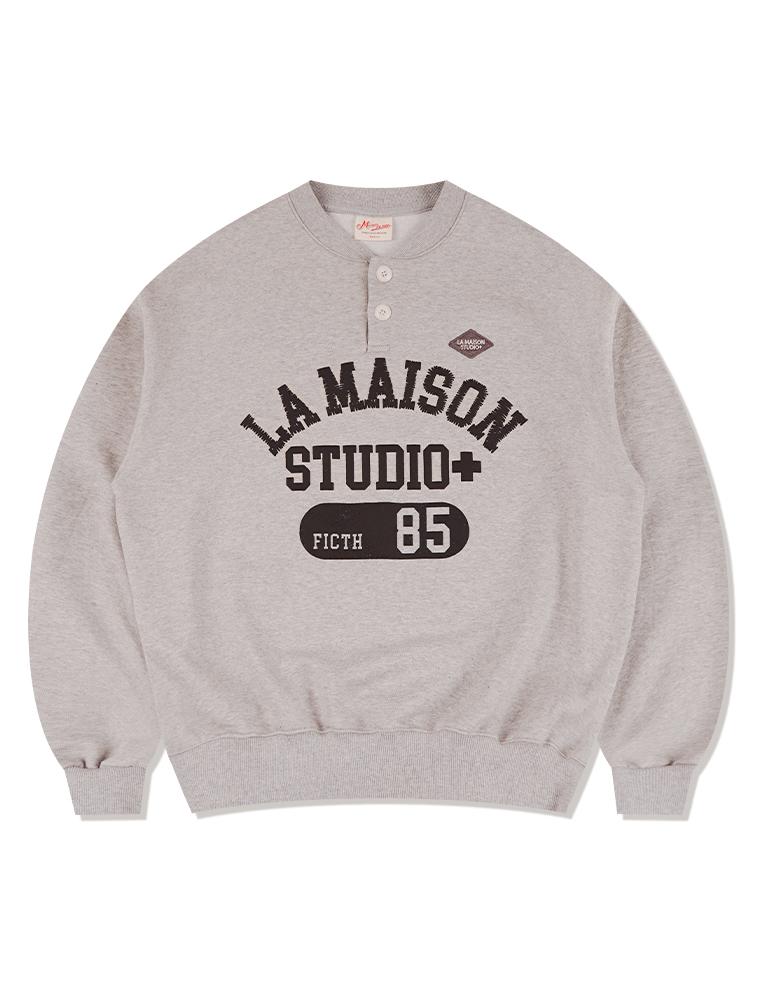 LA MAISON STUDIO La Maison Essential Crop Henley Neck Melangray(Fcg1Ts682M)