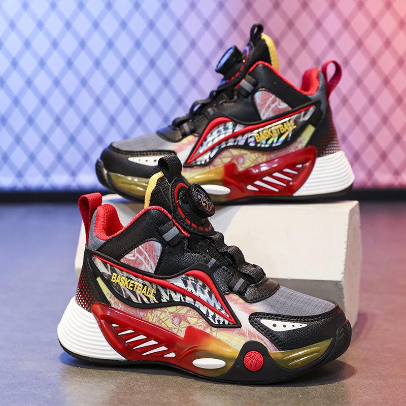

Children s basketball shoes are lightweight and shock-absorbing, autumn and winter leather surface waterproof, non-slip and wear-resistant, mediu 39