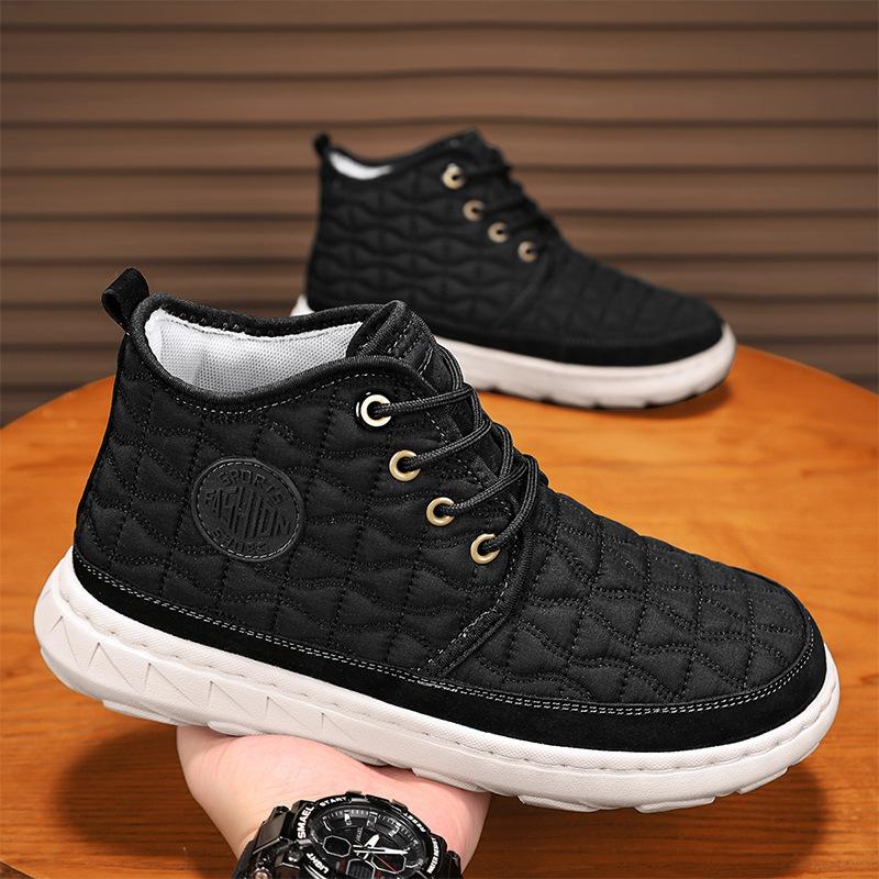 

Осень-зима, новые импортные товары, хит продаж, высокие мужские ботинки большого размера, бархатные, теплые, для спорта на открытом воздухе, кожаные мужские ботинки 38 чёрный