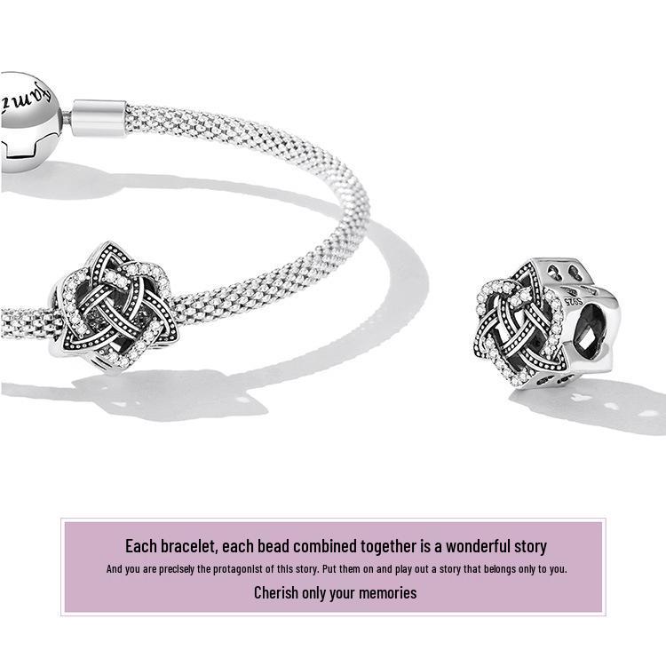 Celtic Knot Love Charm Bracelet Beaded with Hollow S925 Silver Beads 