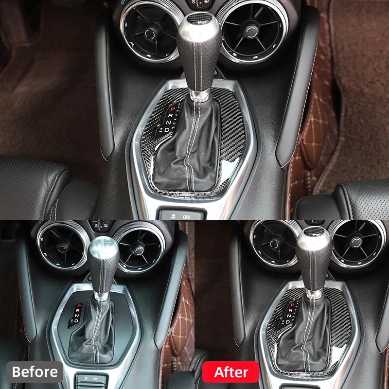 For Chevrolet Camaro 2017- Accessories Interior Real Carbon Fiber Car Gear Shift Panel Frame Cover Decorative Stickers
