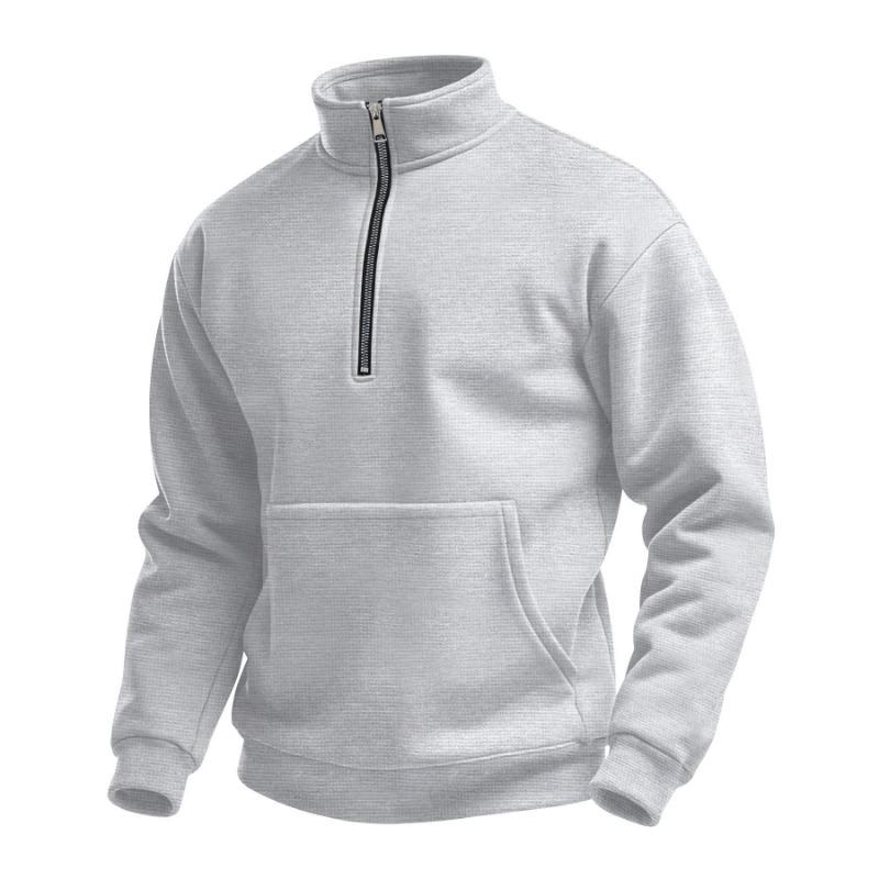European and American cross-border men's waffle autumn casual outdoor turtleneck half-zipper pocket pullover long-sleeved sweater