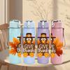 1PC Maple Leaf Give Thanks 750ml Color Plastic Sports Water Bottle Leakproof Flip Straw Lid Suitable for Sports Office Home Use