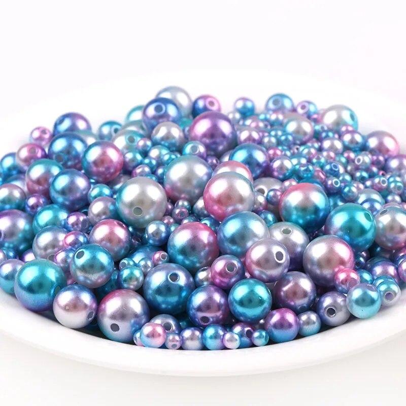 30g Mix Size Mermaid Color Acrylic Pearl Loose Spacer Beads For Jewelry Making DIY Necklace Bracelet Earrings Other Decors