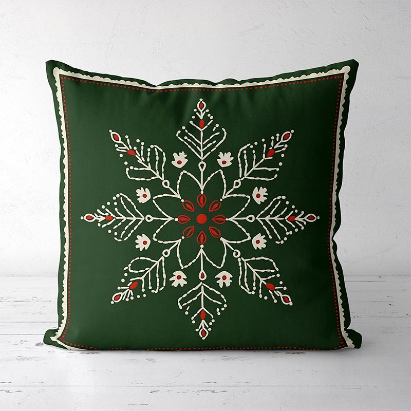 Christmas Snowflake Patterned Throw Pillow Decor Polyester Pillowcase, Sofa Decorative Cushion Cov Headboard Pillow