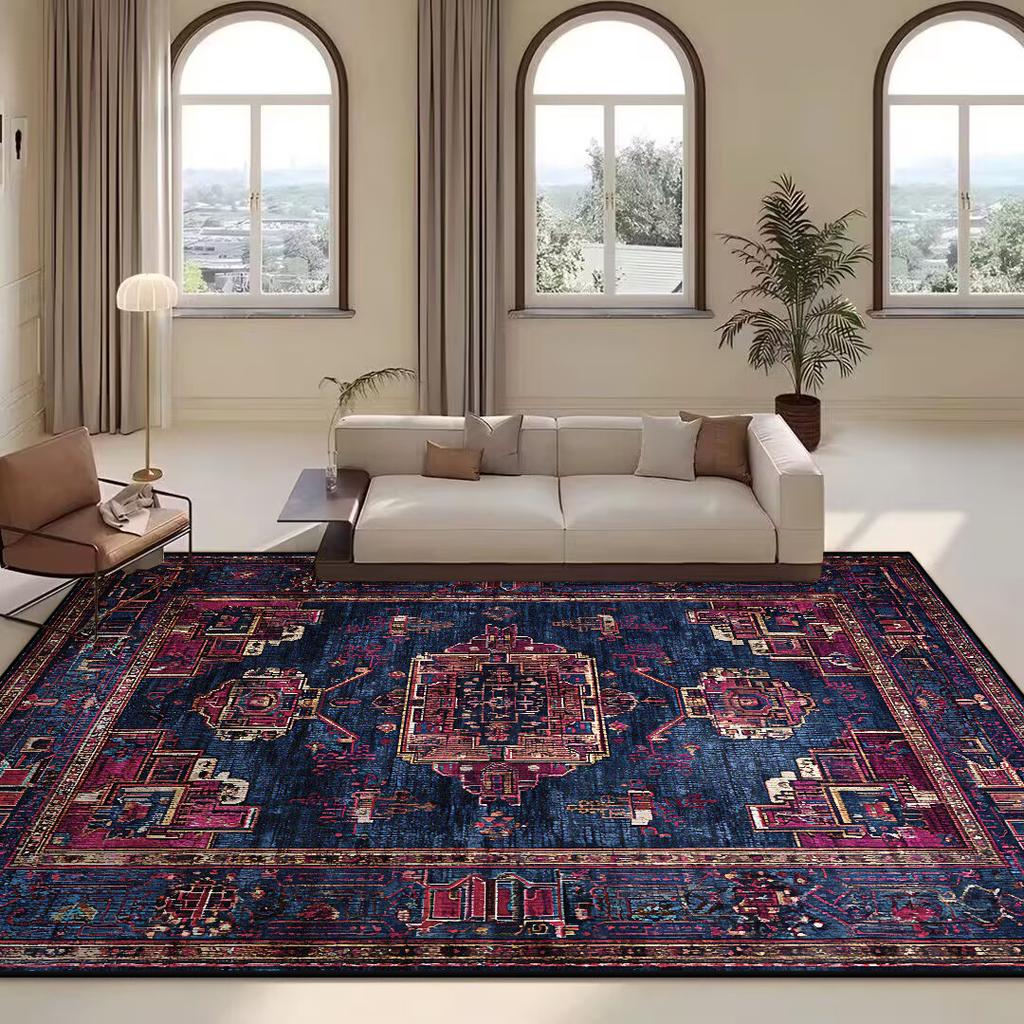 Vintage Persian High-end Carpet Living Room Sofa Washable Rug Home Luxury Decoration Large Bedroom Rug Non-slip Coffee Table Mat