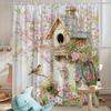 1pc Birdhouse Shower Curtain - Cherry Blossoms, Soft Pink & White Flowers, Dreamy Sky, 70.8x70.8", 12 Hooks, Washable Polyester