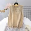 Women's Sweater Vest Knit Pullover Spring and Autumn Loose Korean Version of All-match Lady Style Sleeveless Outer Wear Vest