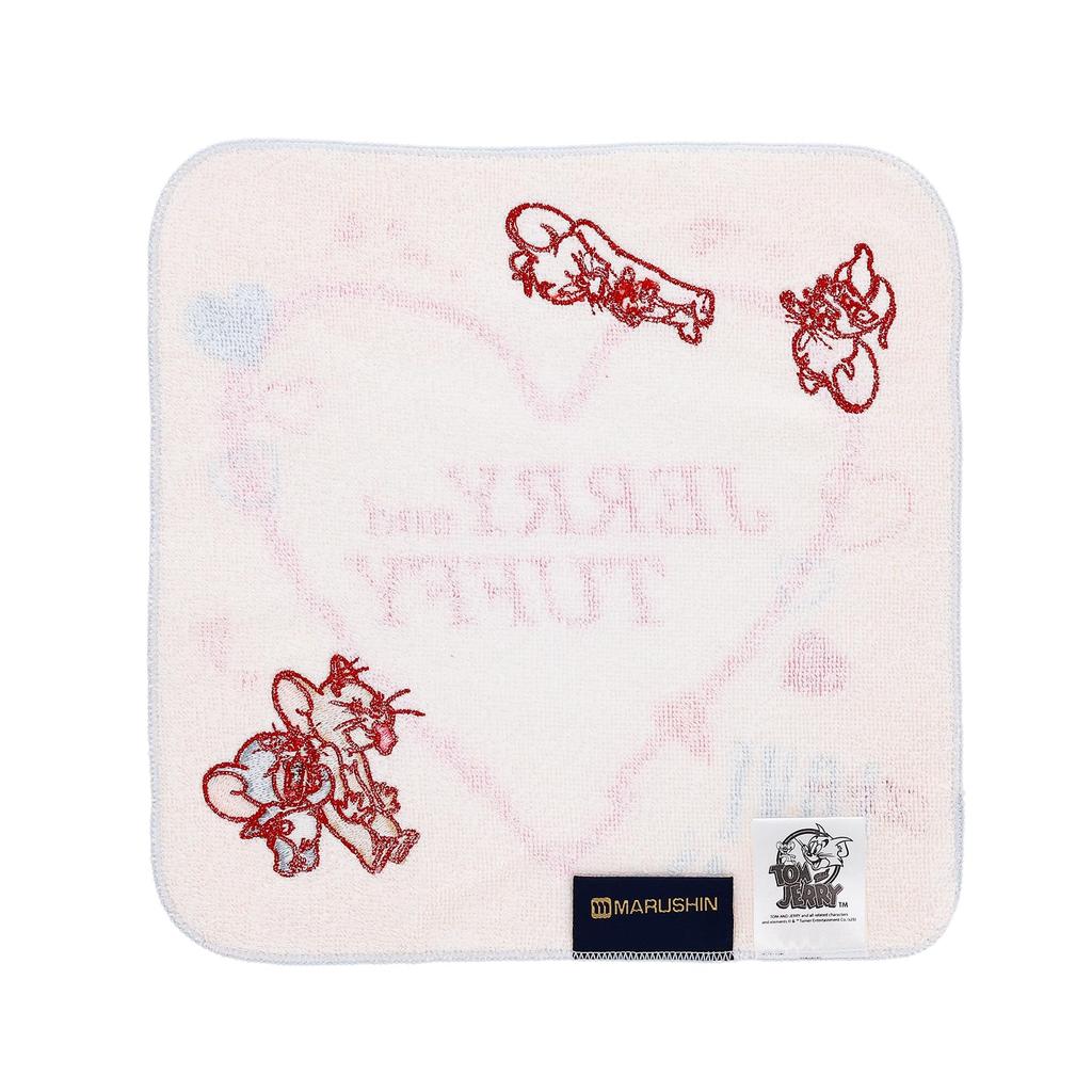 Marushin Tom and Jerry Pink Heart Yarn Jerry Organic 4105101900 Handkerchief, Toffee, Cotton,