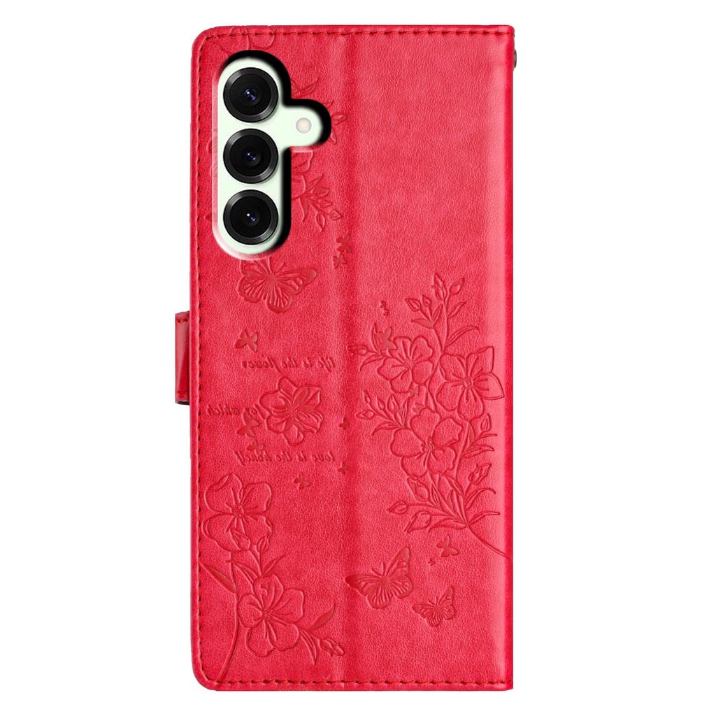 Dla Samsunga Galaxy S25 FE Portfel Etui na Telefon Motyl Kwiatowy Nadruk Skórzany Pokrowiec Klapkowy z Paskiem