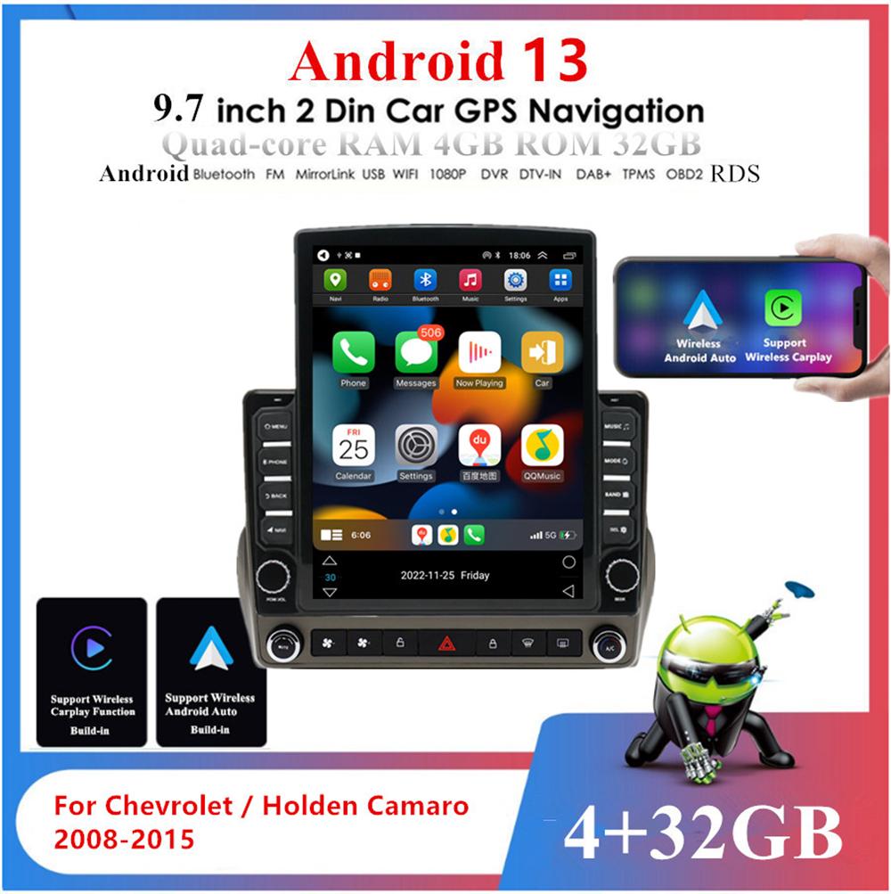 9.7'' Vertical Stereo Radio 4+32GB GPS Head Unit For Chevrolet Camaro 2008-2015