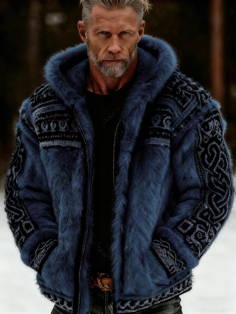 Men's 3D Print Flannel Hooded Zipper Cardigan: Winter Warm Fashion Sweatshirt