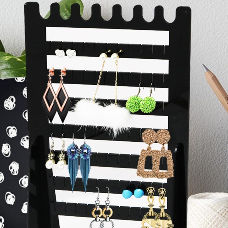 Black Earrings Organizer 7-Layered Ear Stud Necklace Holder Jewelry Display Stands Hanging Jewelry Rack for Necklaces