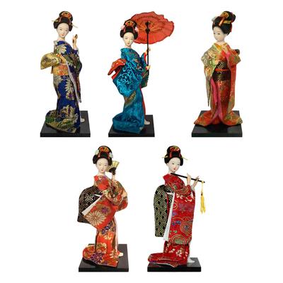 Asiatische Statue 9 Zoll Ornament Sammlerfigur Japanischer Kimono Geisha Puppe für Eingang Bücherregal Schlafzimmer Tisch Schrank