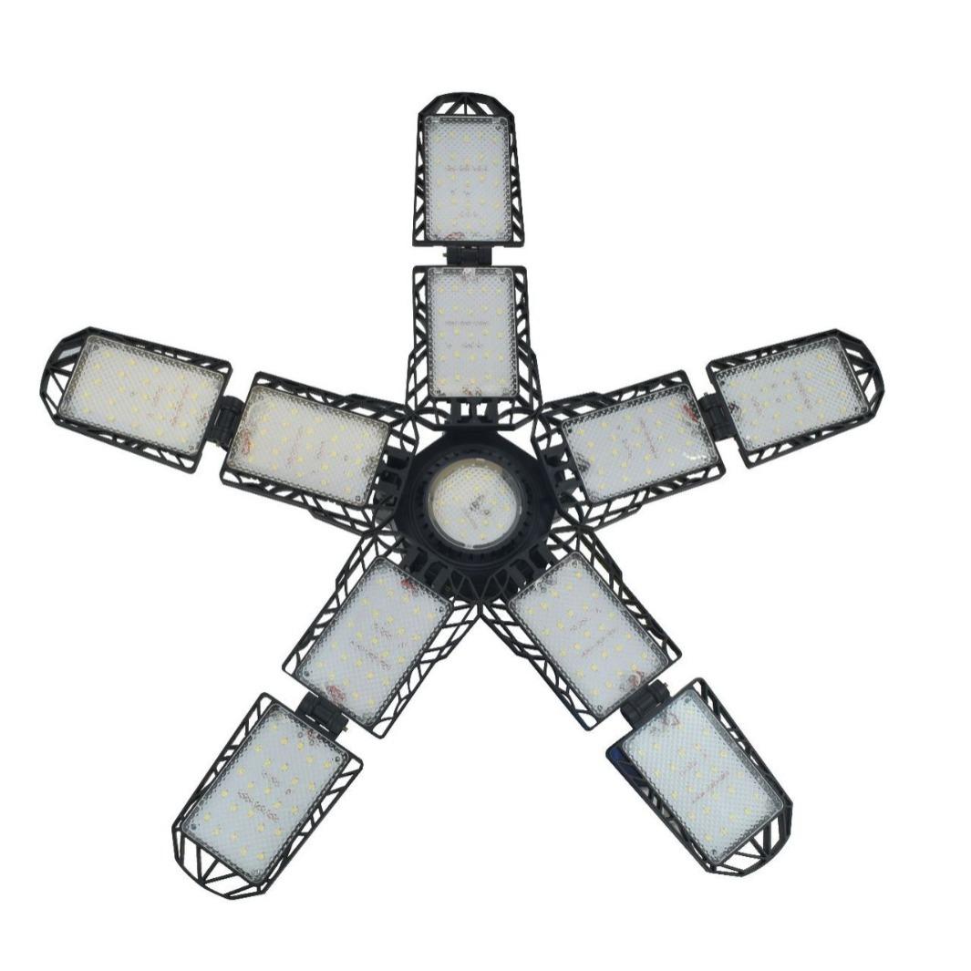 

15000LM 150W Складні світлодіодні лампи E27 Гаражний світильник Регульований багатопанельний ринковий стельовий світильник для майстерень Складське освітлення 150W-10+1