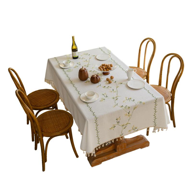 Rectangular Cotton Linen Heat Resistant Waterproof Tablecloth American Country Style for Dining Desk Tea Table