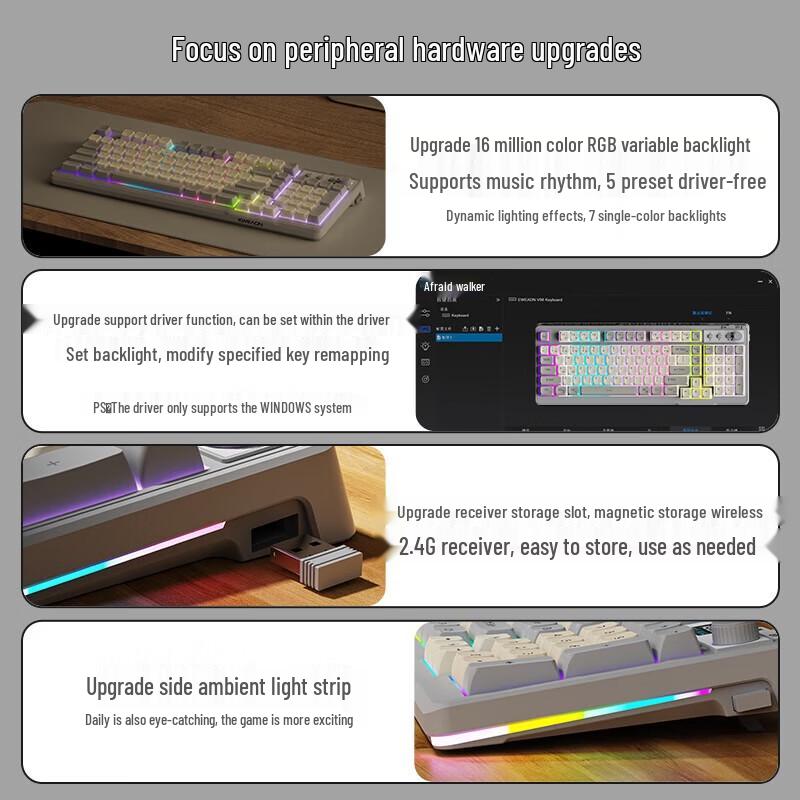 EWEADN V98 Wireless Bluetooth Dual-Mode Membrane Keyboard