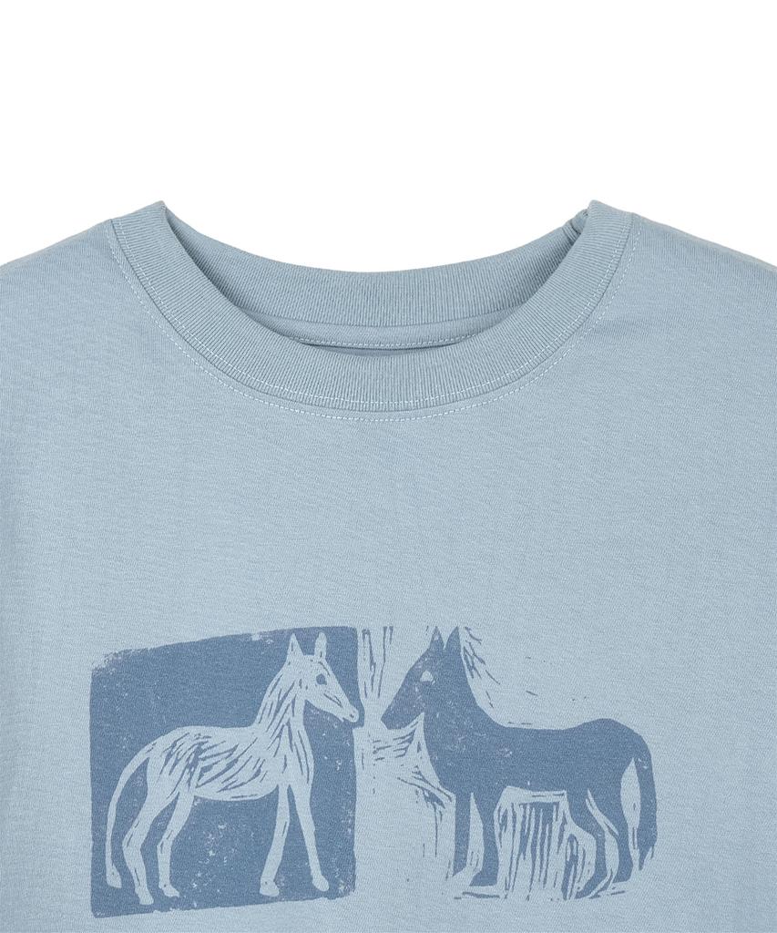 Dandel Dd Two Horse Stitch Tee (Sky Blue)