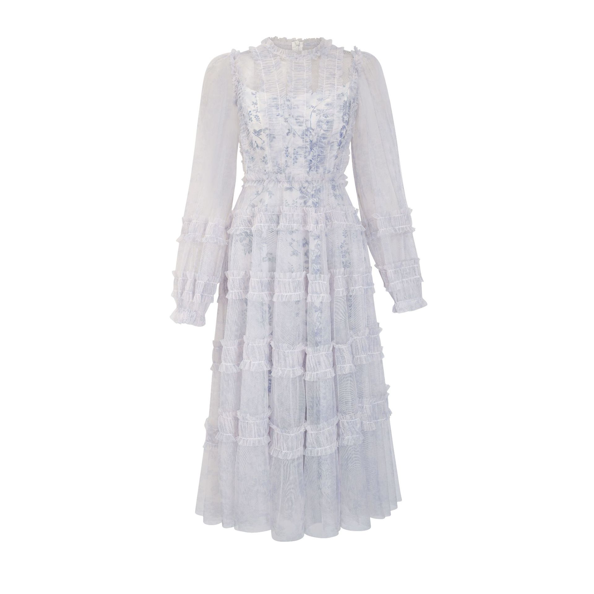 

Новое платье с круглым вырезом и длинными рукавами, приталенное, сказочное платье, одежда для подружки невесты, одежда для сестры, платье средней длины S серый