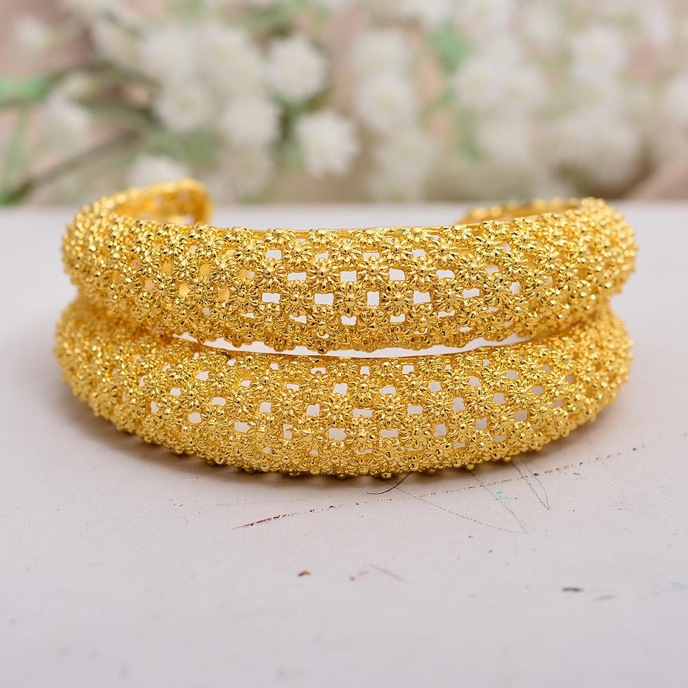 1pcs New Fashion 24K Gold Color Wedding Bangles for Women Bride Bracelets Ethiopian/france/African/Dubai Jewelry Gifts