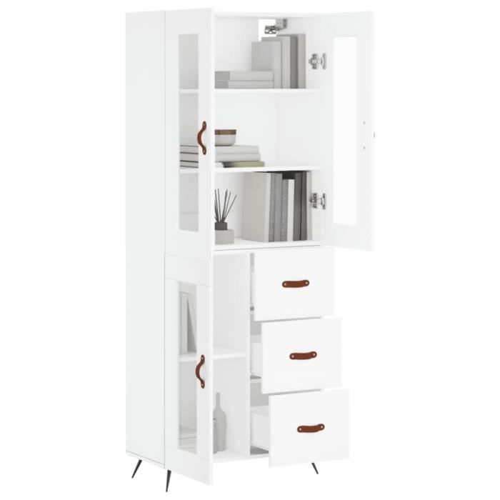 VidaXL Buffet haut Blanc 69,5x34x180 cm Bois d'ingénierie 3198569