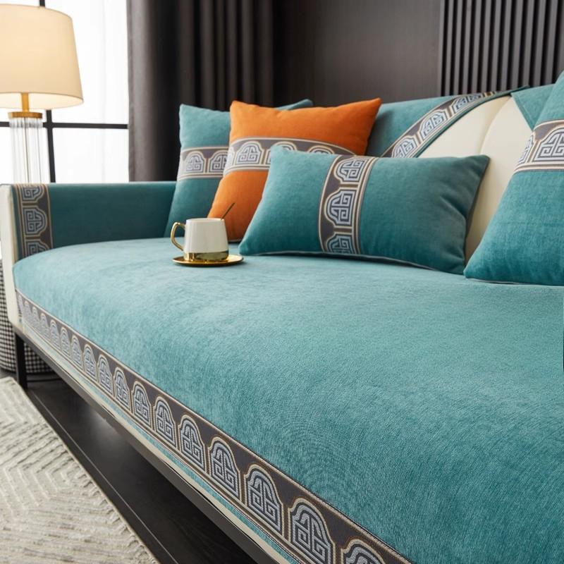 New Chinese Style Anti Slip Sofa Cushion Four Season Universal Chenier Sofa Cover Couch Backrest Armrest Dustproof Cover Towel
