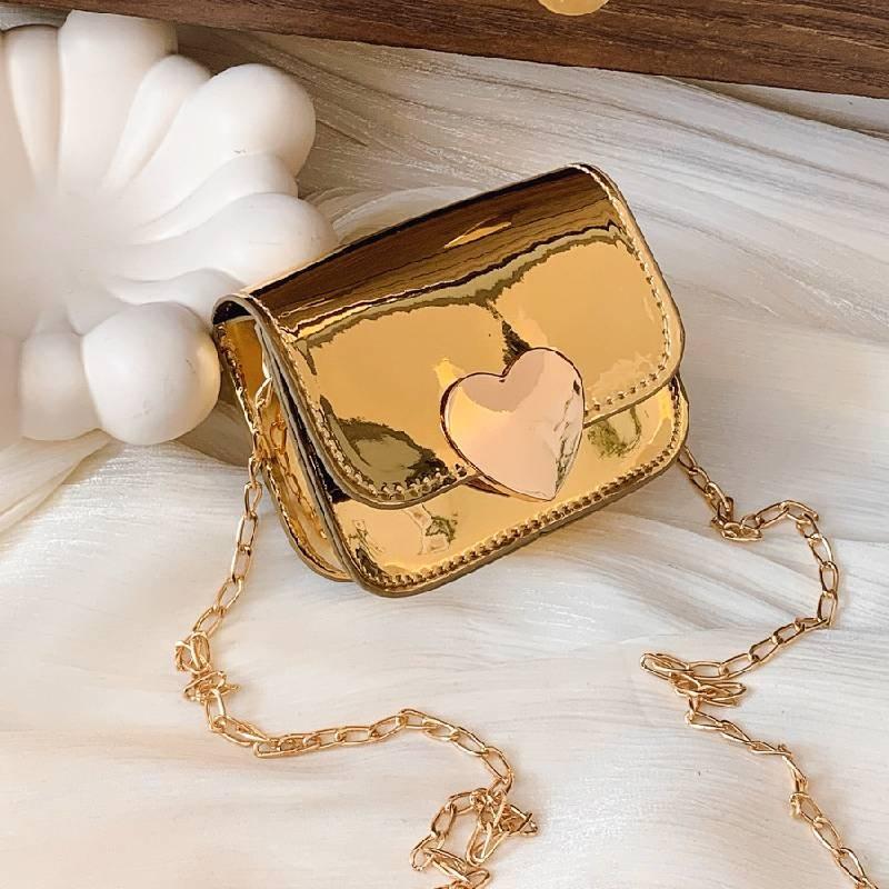 Childrens Pu Girls Peach Heart Mirror Bag Lightweight Kindergarten Material