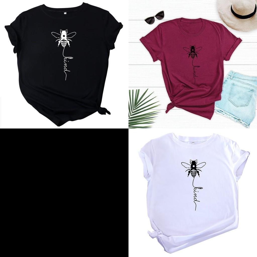 Women's Bee Printed Crew Neck T-shirts Featuring Soft Cotton Fabric For Comfort