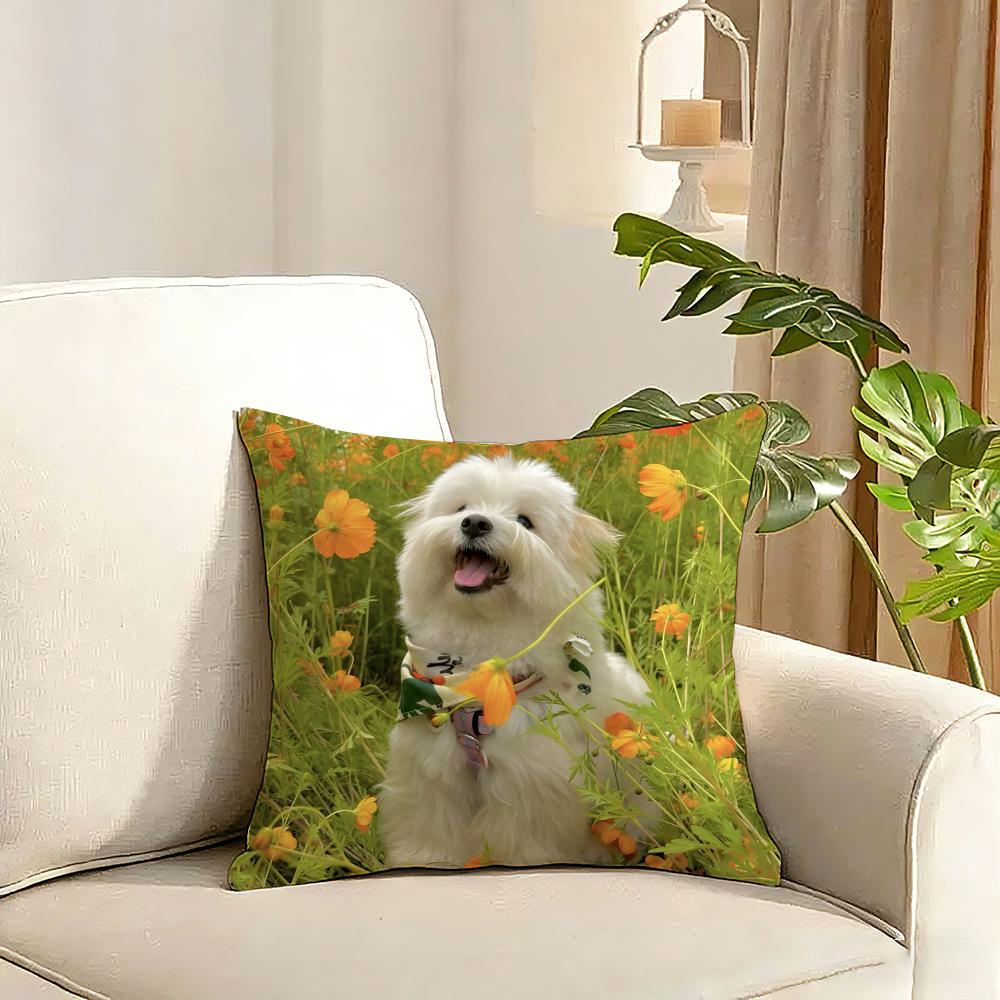 Cute Pet Animal Cushion Cover Reversible Plush Pillow Cover Soft Fluffy Home Decor for Sofa Bedroom