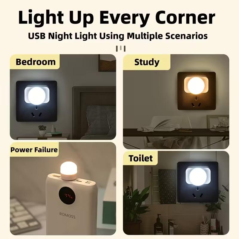 Mini USB Night Light Warm White Light for Eye Protection Bedroom Light USB-Powered LED Night Light Bedside Night Light