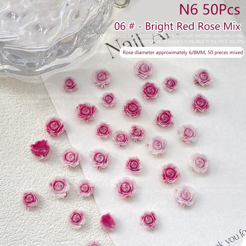 

50 шт. мини-цветок для дизайна ногтей, драгоценные камни из смолы, поделки для ногтей, 3D наклейки для гель-лака, аксессуары для ногтей, разноцветные розы