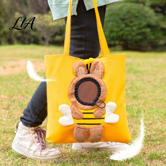 Washable Pet Travel Carrier Cat Purse with Head Hole, Breathable Canvas Tote, Cute Soft for Bee Dinosaur Bunny Shoulder Bag Puppies Cats Small