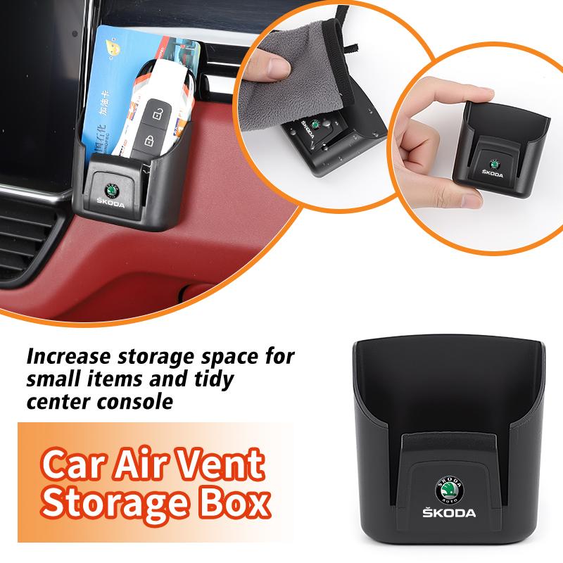 Car Vent Storage Box Tools Organizer Card Holder Tidy Case Accessories For Skoda VRS Octavia Kamiq Kodiaq Karoq RS Superb Fabia BS2