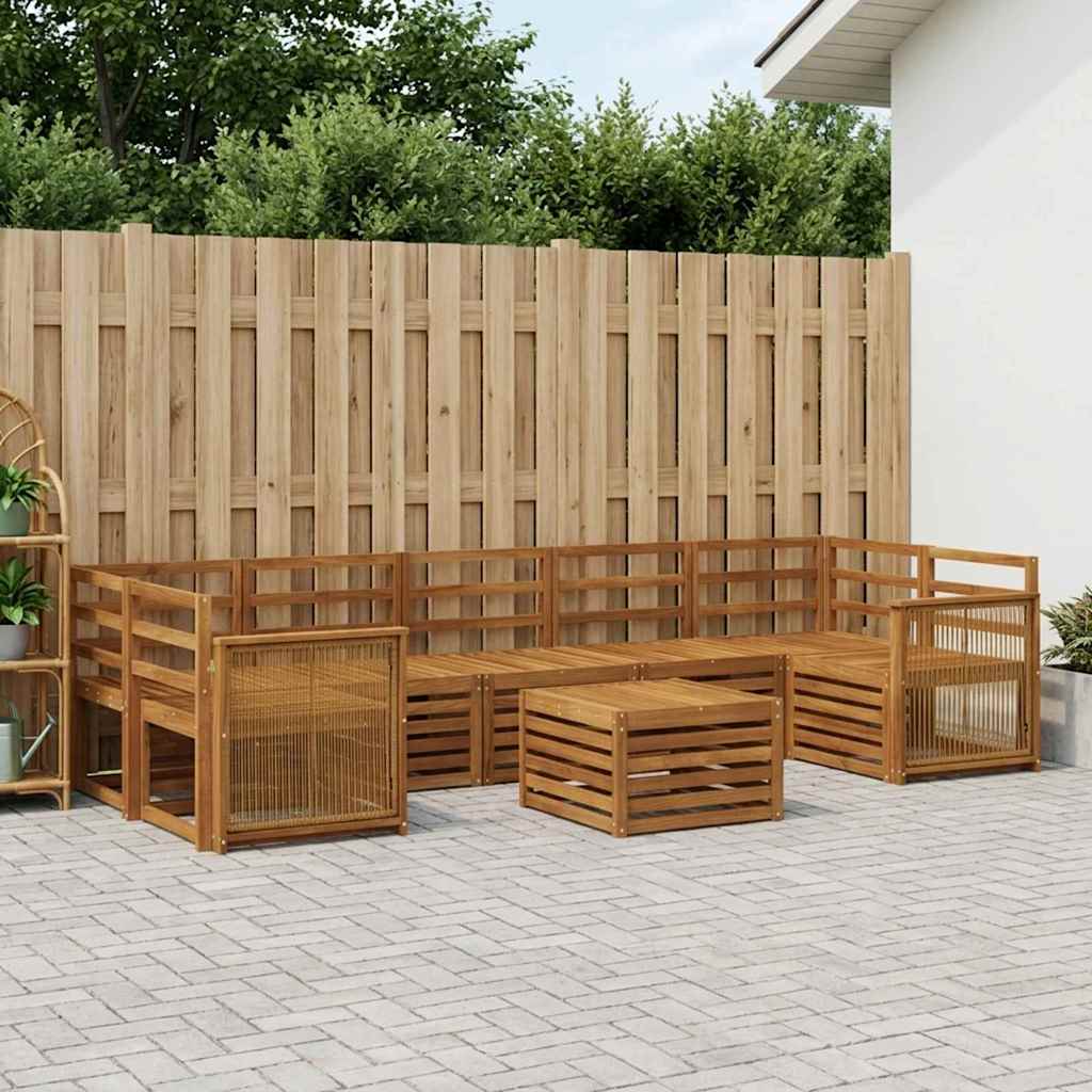 Outdoor Sofa Set 8 Pcs Natural Solid Acacia Wood