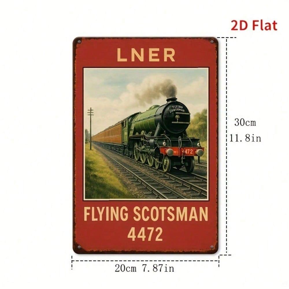 Vintage LNER Flying Scotsman Metal Wall Sign, British Railways Retro Tin Art Decor