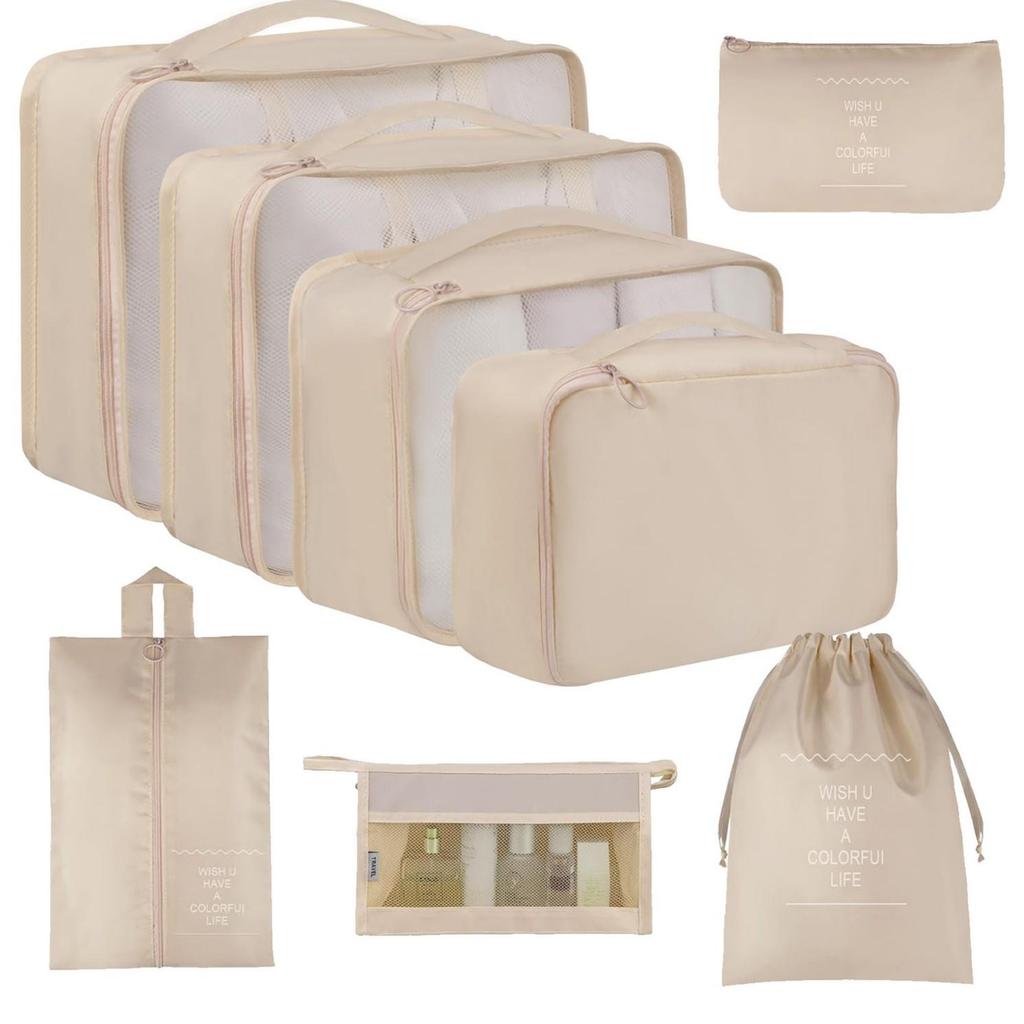 Seven-Piece Travel Storage Set: Wash Bag, Clothes, Underwear Organizer & Folding Sub-Pack