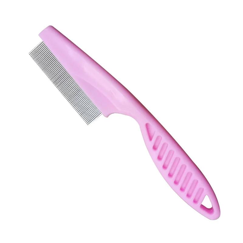 

Stainless Steel Flea Comb for Dogs Cats Portable Fine Tooth Hair Removal Brush Pet Grooming Tool S розовый