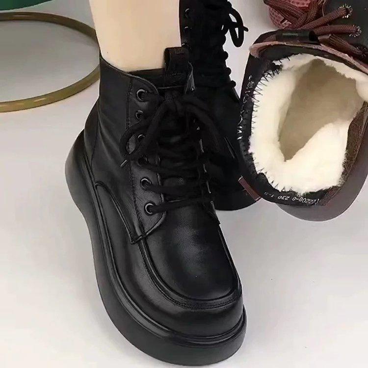 Non-slip Large Cotton Snow Boots Cotton Shoes Winter New Velvet Short Boots Cotton Boots Thick-soled Martin Boots