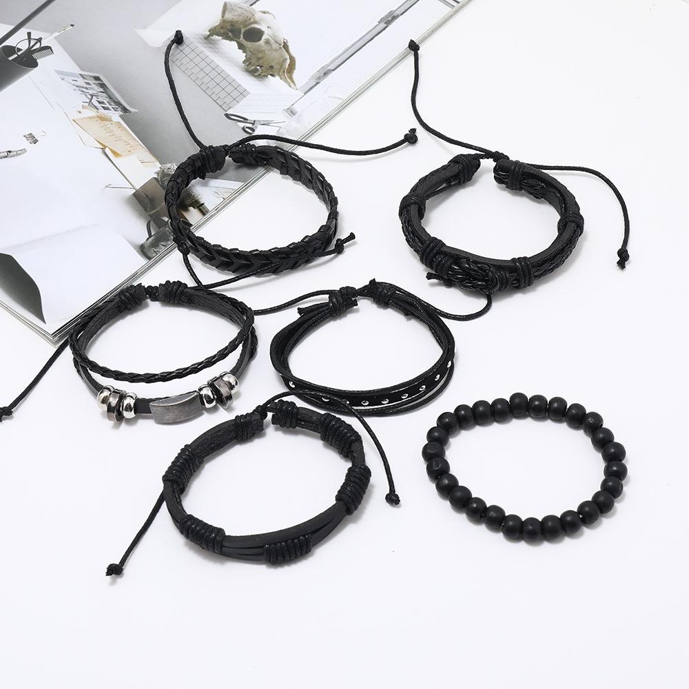 Amazon hot-selling new men's woven rivet bracelet, creative retro handmade leather men's and women's bracelet bracelet