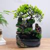 No Fog + Fishing Old Man Mini Mountain Fountain, Resin Zen Tabletop Waterfall Decor with Hidden Wiring, Stable Solid Base