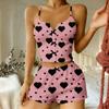 New love print suspender skirt pit striped sweet pure pajamas sexy bow loungewear Europe and America