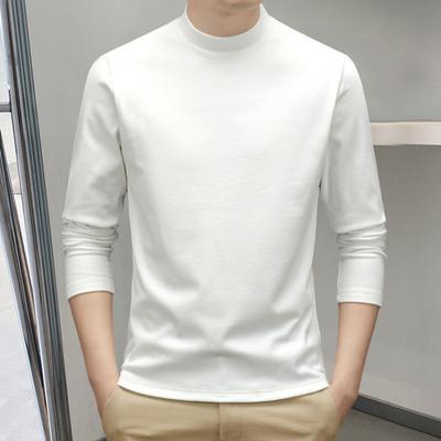 Spring Autumn Men Top Neck Protecting Half-high Collar Double-sided German Velvet Slim Fit Stretchy Long Sleeves Pullover Basic Sweatshirt for