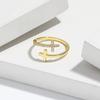 Verstellbarer Sterling-Kreuzring mit Zirkonia-Steinen für Herren und Damen Geometrischer Modeschmuck