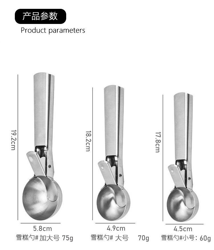 Ice Cream Scoop with Thick Stainless Steel with Ice Cream Spoon Dig Balls with Watermelon Ice Cream Artifact