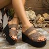Cross Strap Wedge Heel Sandals for Women Summer 2025 Chunky Platform Slippers Woman Casual Thick Bottom Beach Sandalias