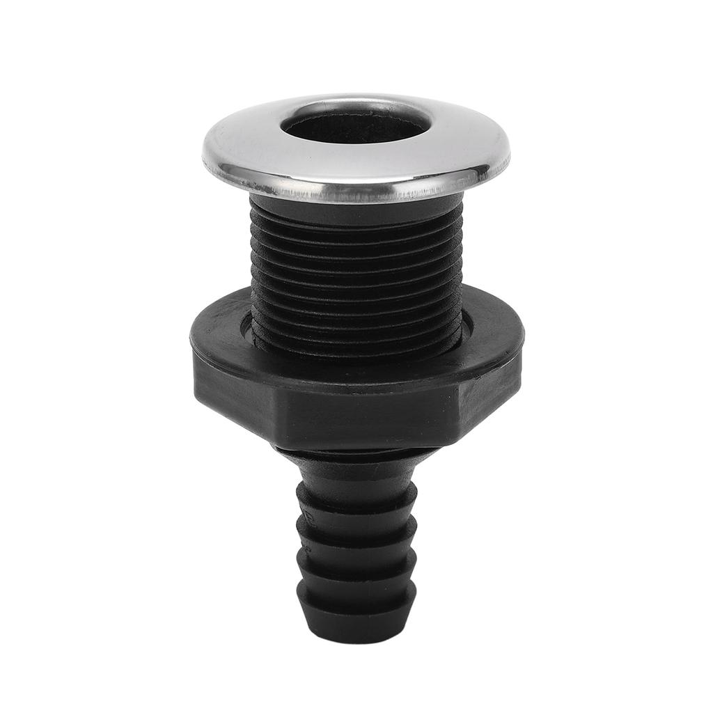 Boat 3 4in Through Hull Scupper Drain Straight Black with Stainless Steel 316 Cover for Yachts Ships
