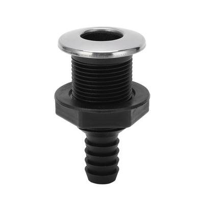 Boat 3 4in Through Hull Scupper Drain Straight Black with Stainless Steel 316 Cover for Yachts Ships